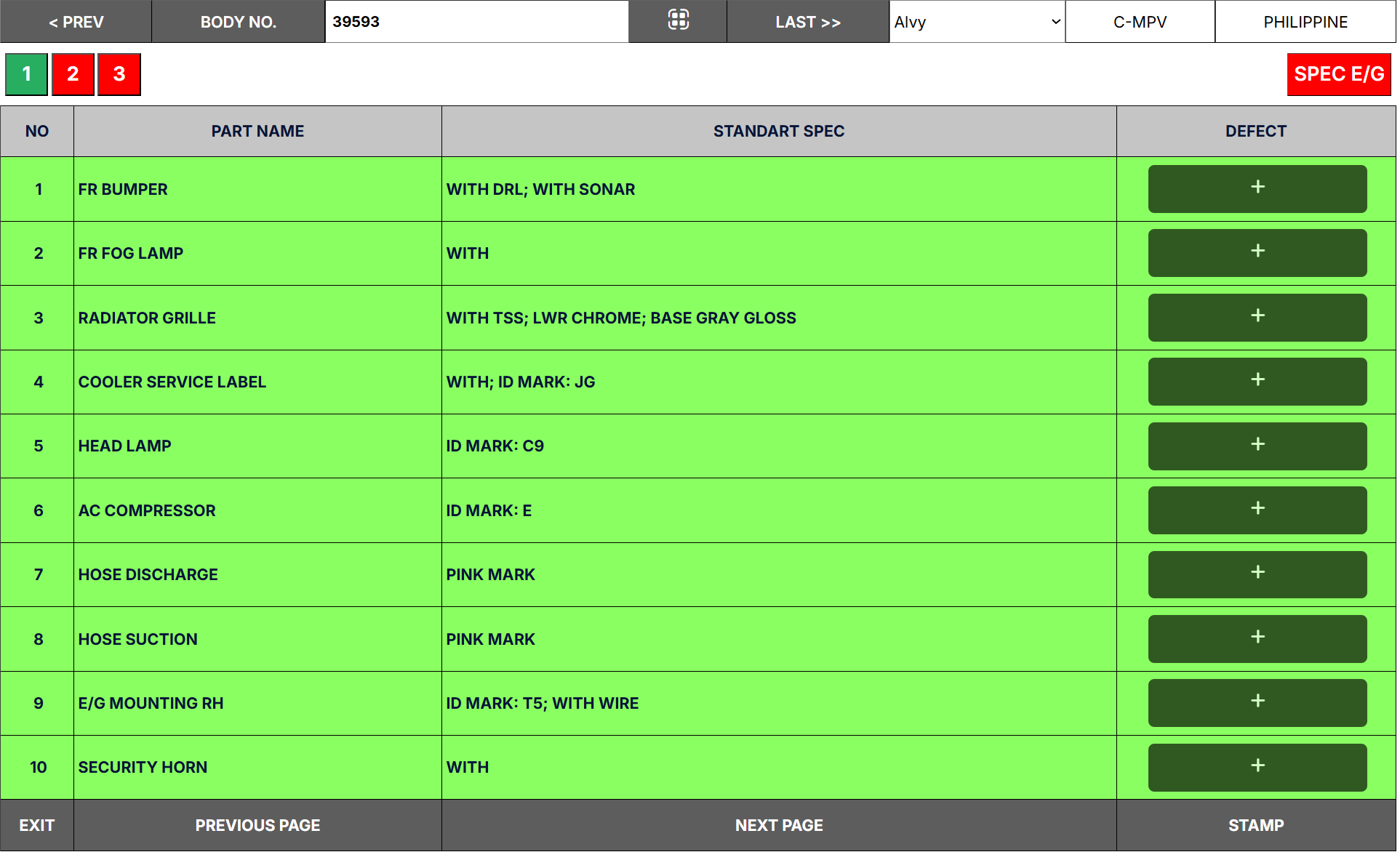 E - New Vehicle Check Sheet
